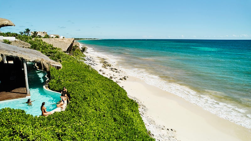hotel pool by the beach