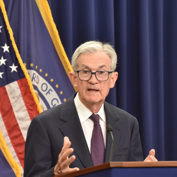 U.S. Federal Reserve Chairman Jerome Powell delivers remarks at a news conference.